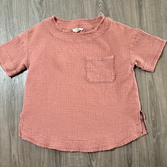 Entro Pink Double Gauze Boho Cropped Top Raw Hem Medium Boutique - Picture 6 of 10